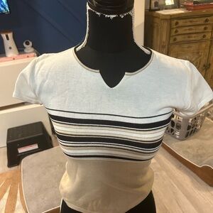 Girls Striped Knit Top - Black and Cream vintage